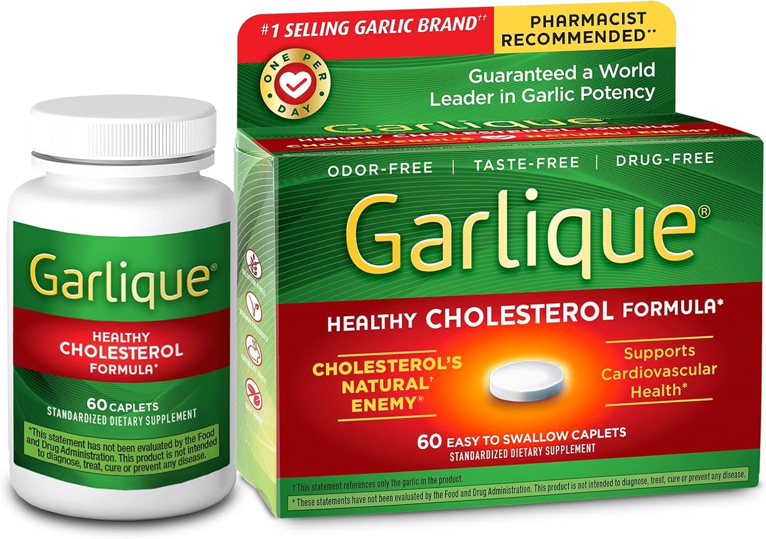 Garlique Garlic Extract Supplement, Healthy Cholesterol Formula, Odorless  Vegan-Friendly, 60 Caplets