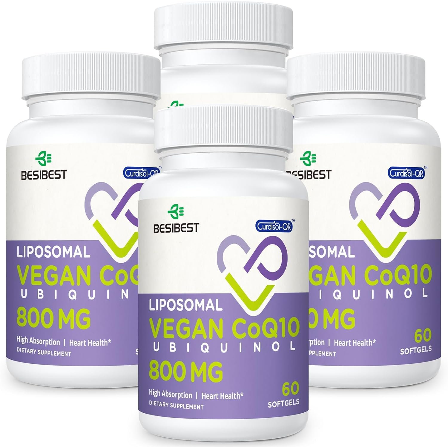 Liposomal Ubiquinol CoQ10 800 MG Softgel, High Absorption CoQ10 Ubiquinol Supplement, Active Coenzyme Q10 800mg, Powerful Antioxidant for Heart  Brain Function, Energy Production, 60 Vegan Softgels