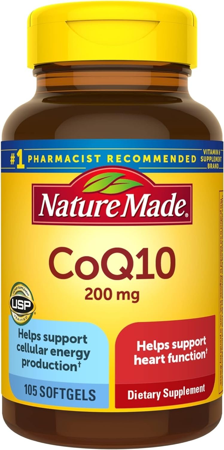 Nature Made CoQ10 200mg, Dietary Supplement for Heart Health Support, 105 Softgels, 105 Day Supply