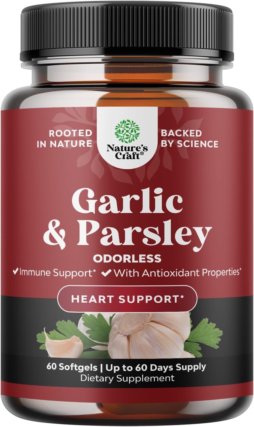 Natures Craft Aged Garlic Supplement for Immune Support - Odorless Garlic Pills for Heart Health and Kidney Support