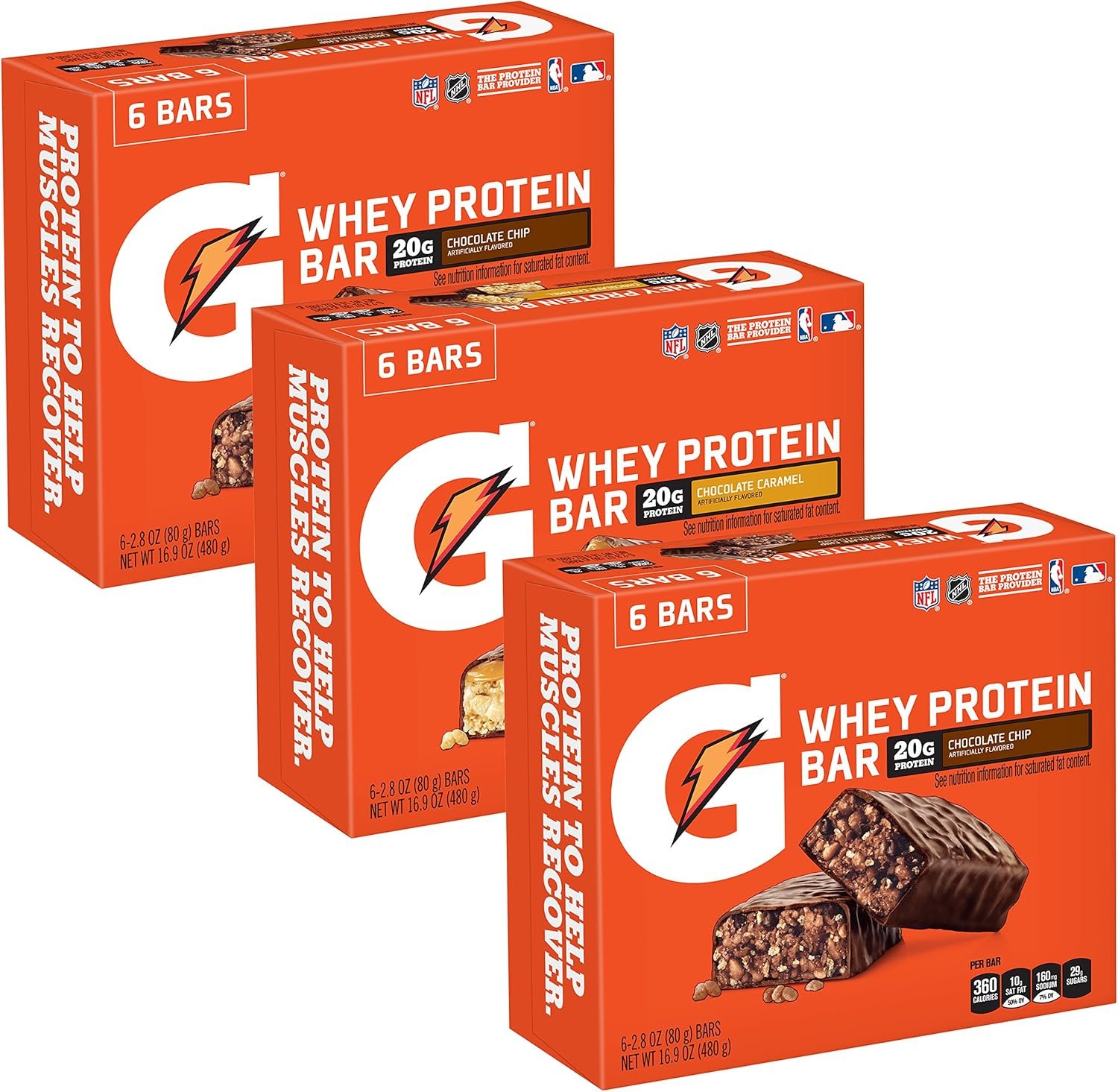 Gatorade Whey Protein Bars Variety Pack (18 Count) and Mint Chocolate Crunch (12 Count)