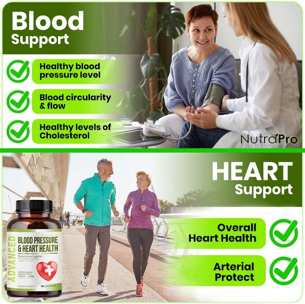 Heart Health Blood Pressure Support Supplement - Support Blood Pressure  Healthy Circularity Naturally with Hawthorn Berry  Hibiscus.Vitamins Pills for Healthy Hypertension (BP)  Healthy Heart.