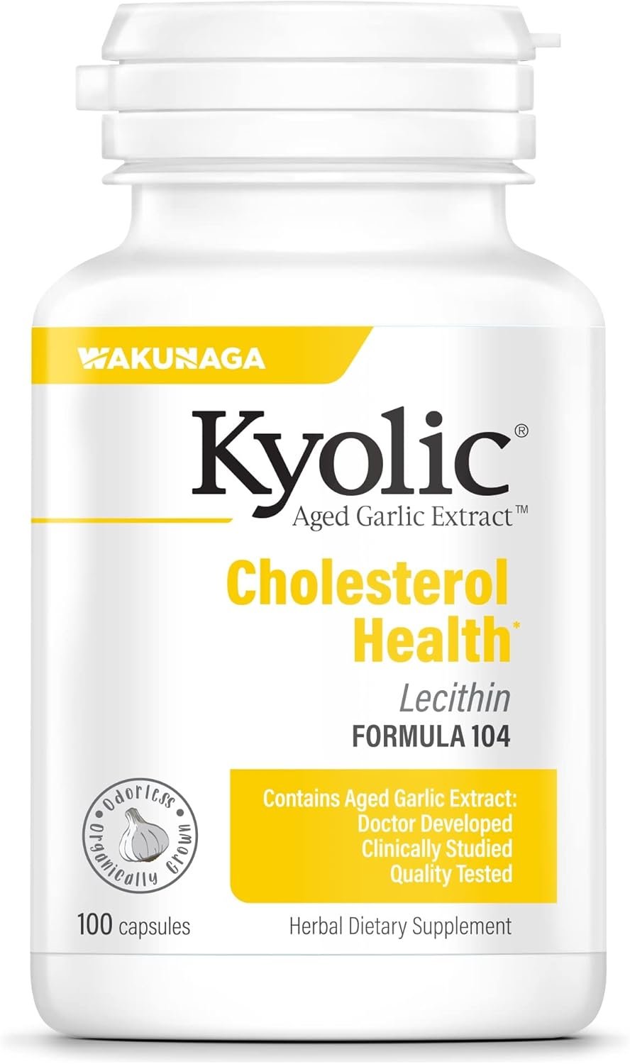 Kyolic Aged Garlic Extract Formula 104 Cholesterol Health, 100 Capsules (Packaging May Vary)