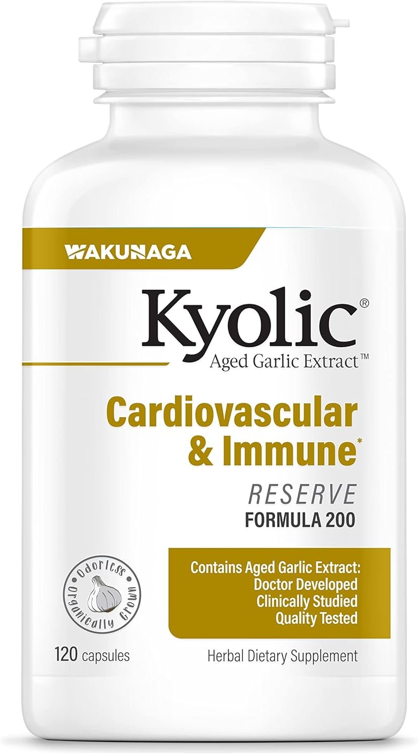 Kyolic Aged Garlic Extract Formula 200, Cardiovascular  Immune, Reserve 120 Capsules (Packaging May Vary)