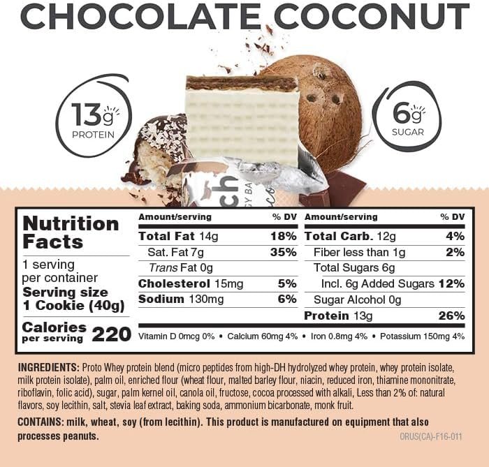 Power Crunch Protein Wafer Bars, High Protein Snacks with Delicious Taste, Chocolate Coconut, 1.4 Ounce (12 Count)