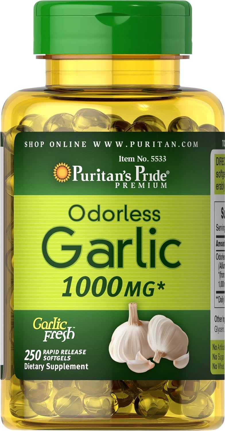 Puritans Pride Odorless Garlic 1000 Mg Rapid Release Softgels, 250Count