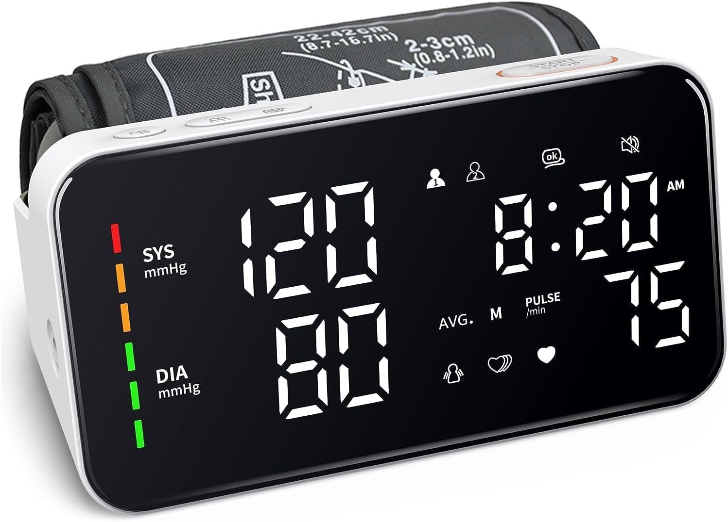 Blood Pressure Monitor Rechargeable Upper Arm BP Monitor Cuff LED Display Blood Pressure Machine Voice Broadcasting Home Use Digital Blood Pressure Monitor Includes Charging Cord