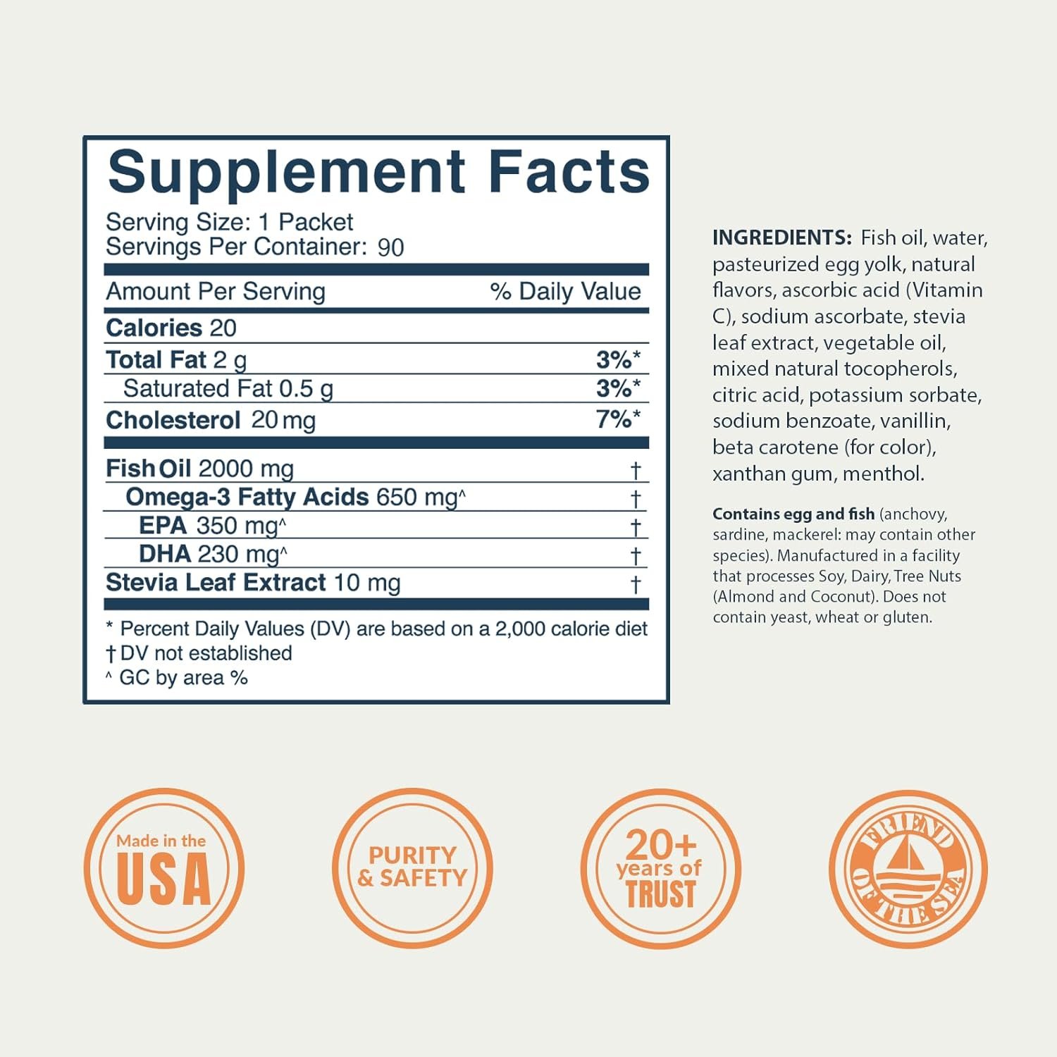 Coromega Omega 3 Fish Oil Supplement, 650mg of Omega-3s with 3X Better Absorption Than Softgels, Orange Flavor, 30 Single Serve Squeeze Packets