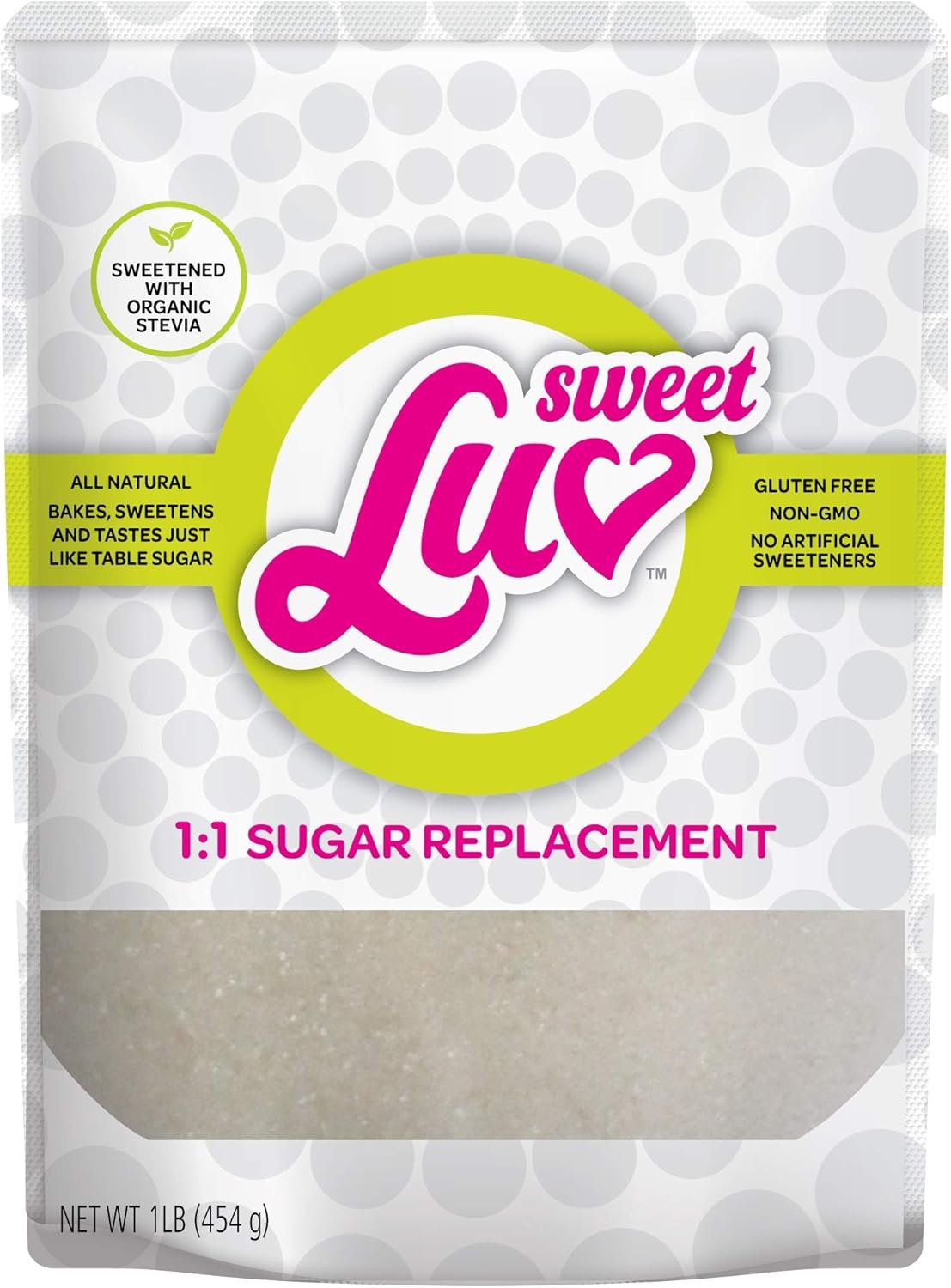 LUV Keto Sweetener Stevia Blend - 1:1 Sugar Free Substitute for Baking - 0 Net Carb All Purpose Natural Gluten Dairy Free Vegan Non GMO Paleo Diabetic Low Carb Replacement 1 lb