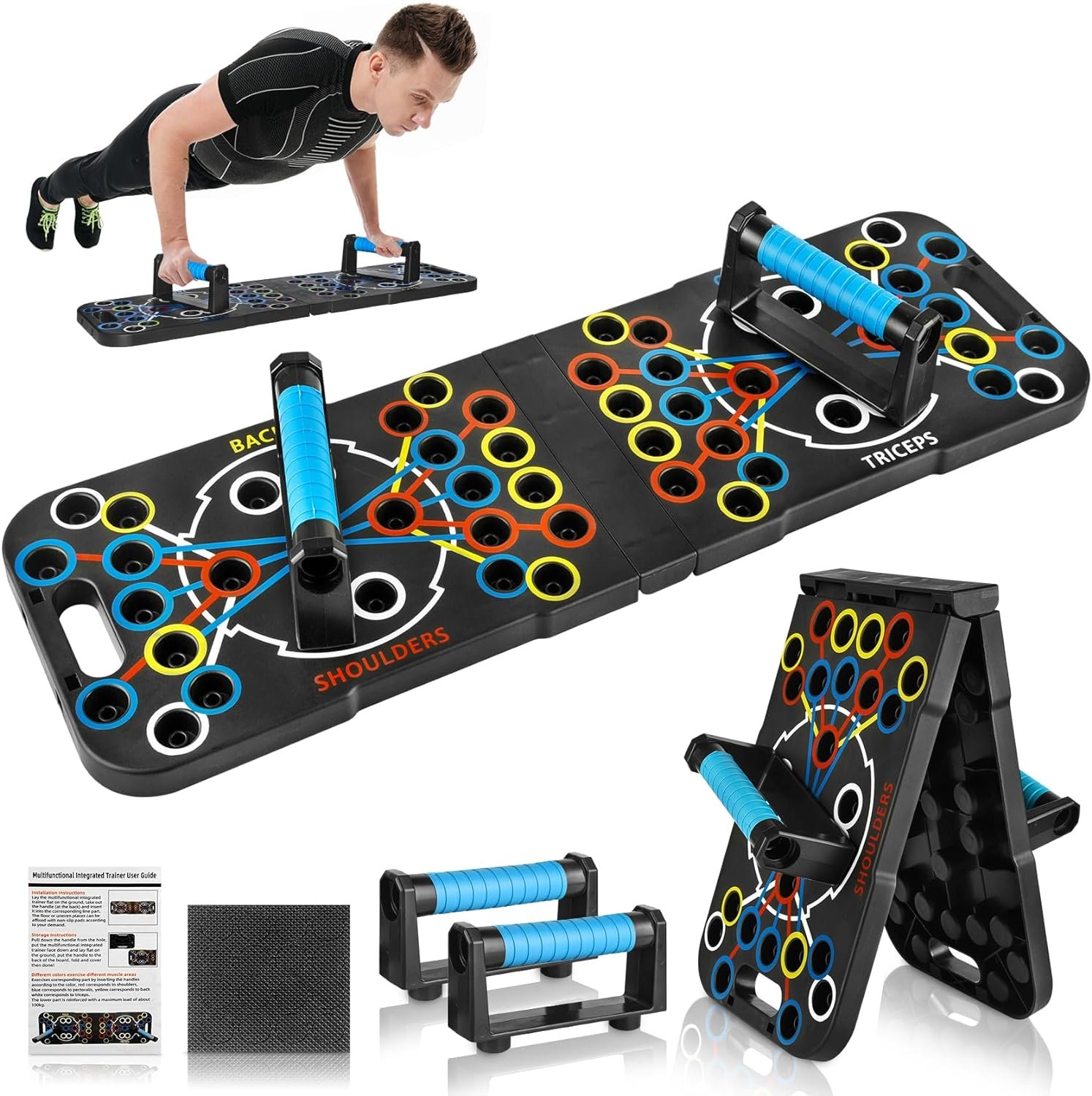 Push Up Board Foldable Adjustable Pushup Bar 56 in 1 Exercise Fitness Workout for Muscle Max Strength Training for Men Women Home Gym Equipment