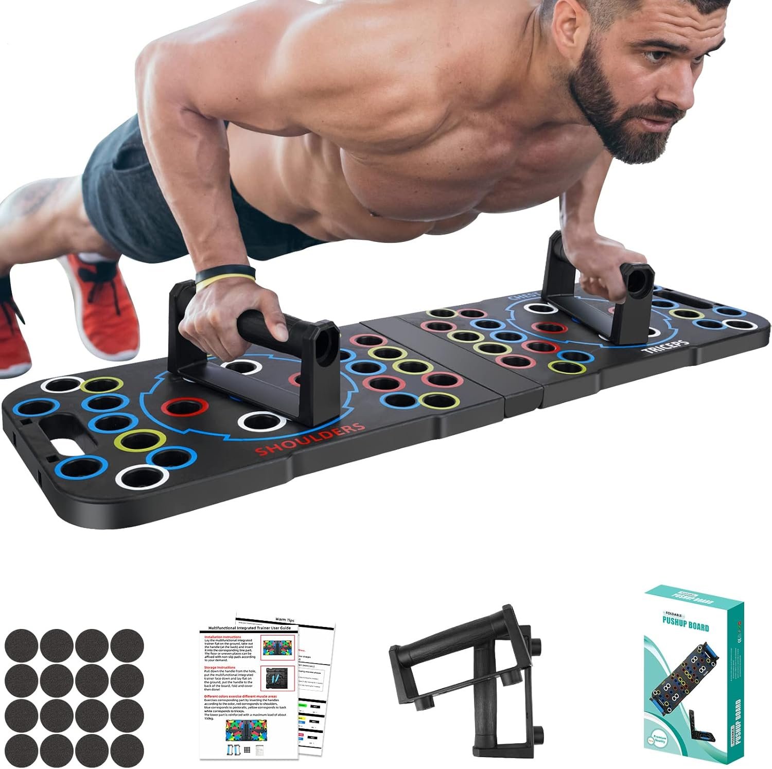 Solid Push Up Board Home Workout Equipment Multi-Functional Pushup Stands System Fitness Floor Chest Muscle Exercise Professional Equipment Burn Fat Strength Training Arm Men  Women Weights , Best Choice for Daily Gifts