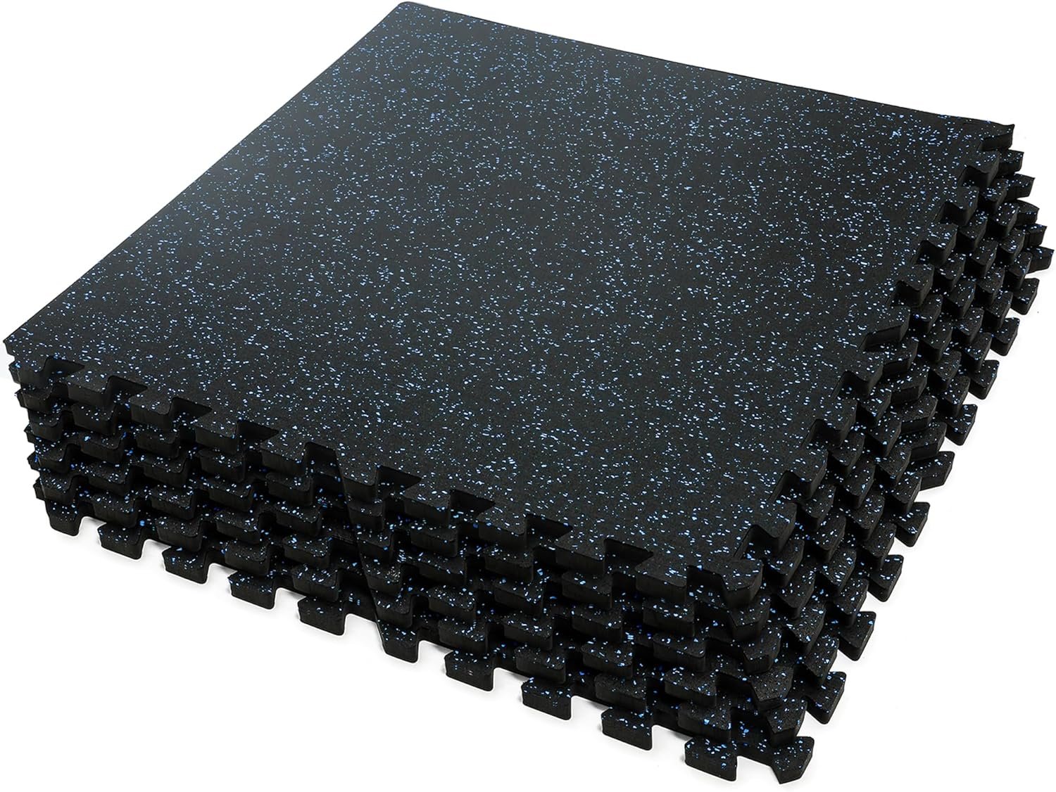 SUPERJARE 0.4 Inch Gym Flooring for Home Gym, 6 Tiles Gym Floor Mat with Heavy Duty Rubber Top, Interlocking Rubber Flooring Mats, 24 x 24 Workout Exercise Equipment Mats (24 sqft)