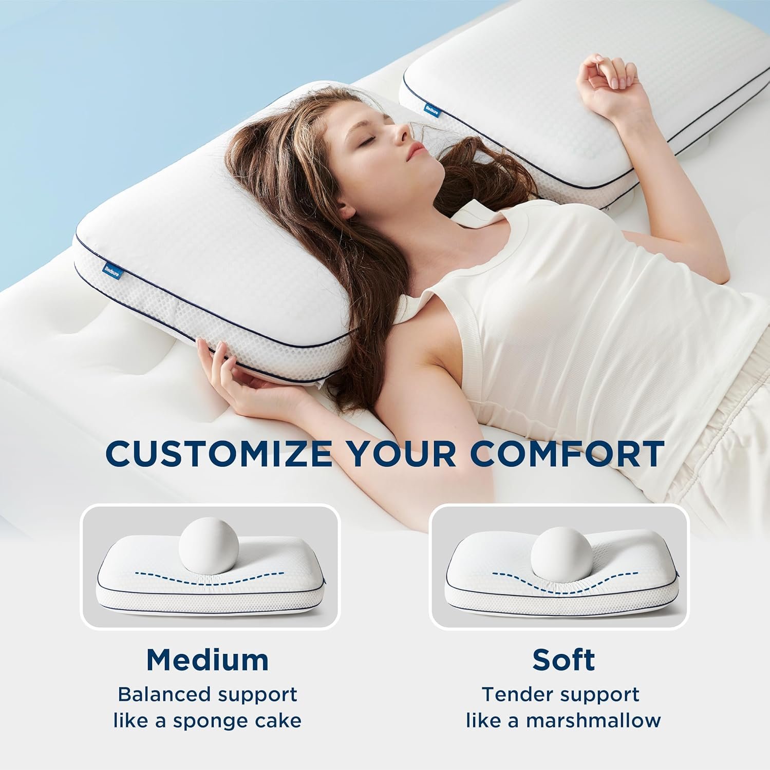 Bedsure Breescape Cooling Pillow for Sleeping - Firm Memory Foam Pillows with Two-Sided Reversible Cover for All-Season Comfort, Firm Gusseted Bed Pillows for Hot, Back  Side Sleepers