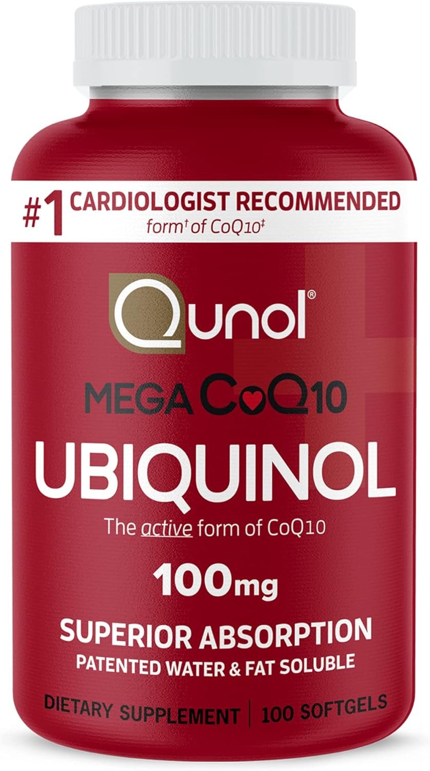 Qunol Ubiquinol CoQ10 100mg Softgels, Ubiquinol - Active Form of Coenzyme Q10, Antioxidant for Heart Health, Healthy Blood Pressure Levels, Beneficial to Statin Users, 120 Count