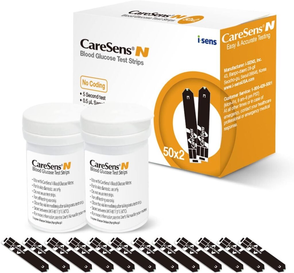 CareSens N Blood Glucose Test Strips (100 ct) - Only for CareSens N Family Meter Kits…