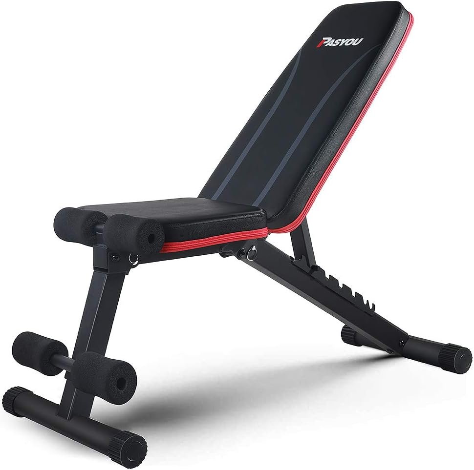 PASYOU Adjustable Weight Bench Full Body Workout Multi-Purpose Foldable Incline Decline Exercise Workout Bench for Home Gym