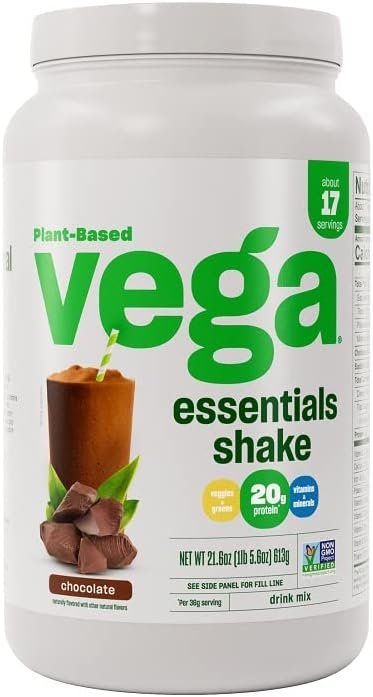 Vega Essentials Plant Based Protein Powder, Chocolate - Vegan, Superfood, Vitamins, Antioxidants, Keto, Low Carb, Dairy Free, Gluten Free, Pea Protein for Women  Men, 1.4 lbs (Packaging May Vary)