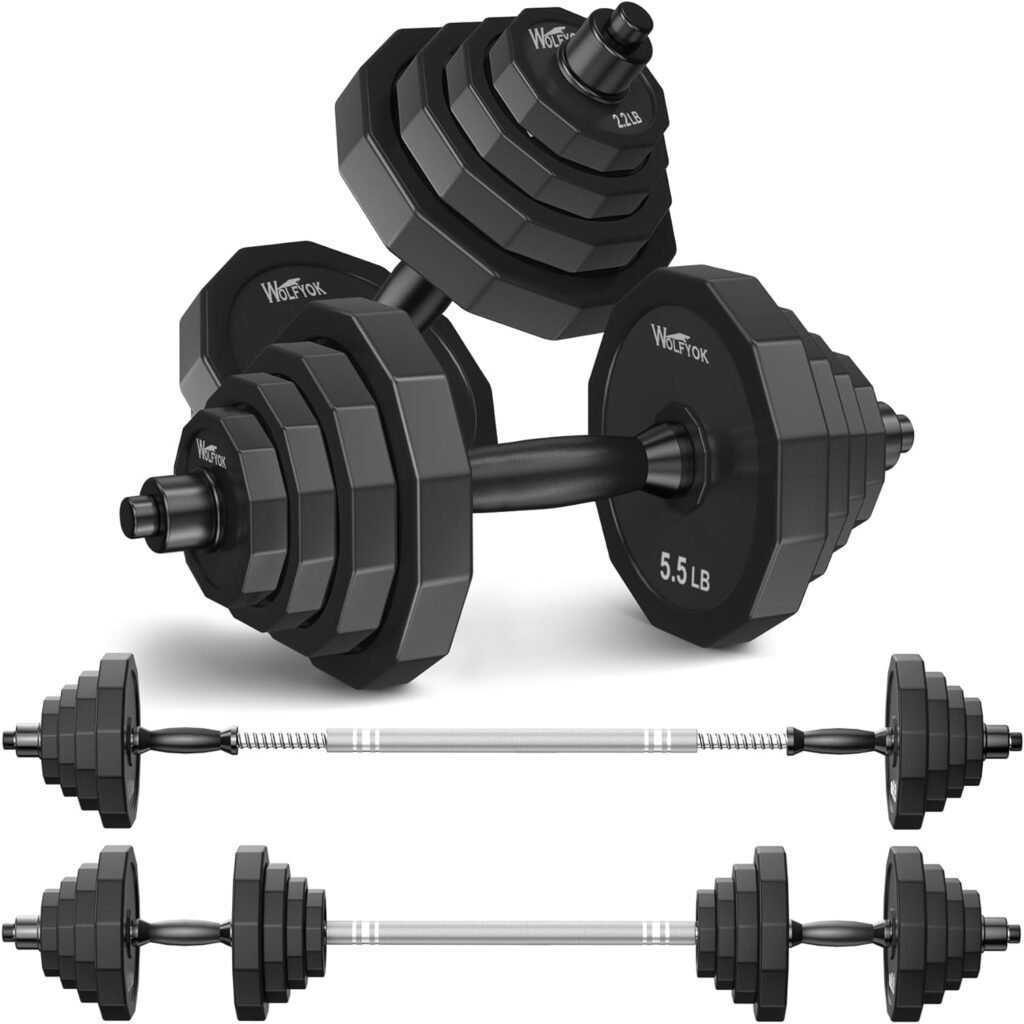 Adjustable Dumbbell Set, 66 LBS Weights Dumbbells Sets, Solid Cast-Iron Core Free Weight Set for Home Gym, Barbell Weight Set with Connector,Workout Strength Training Equipment for Men Women