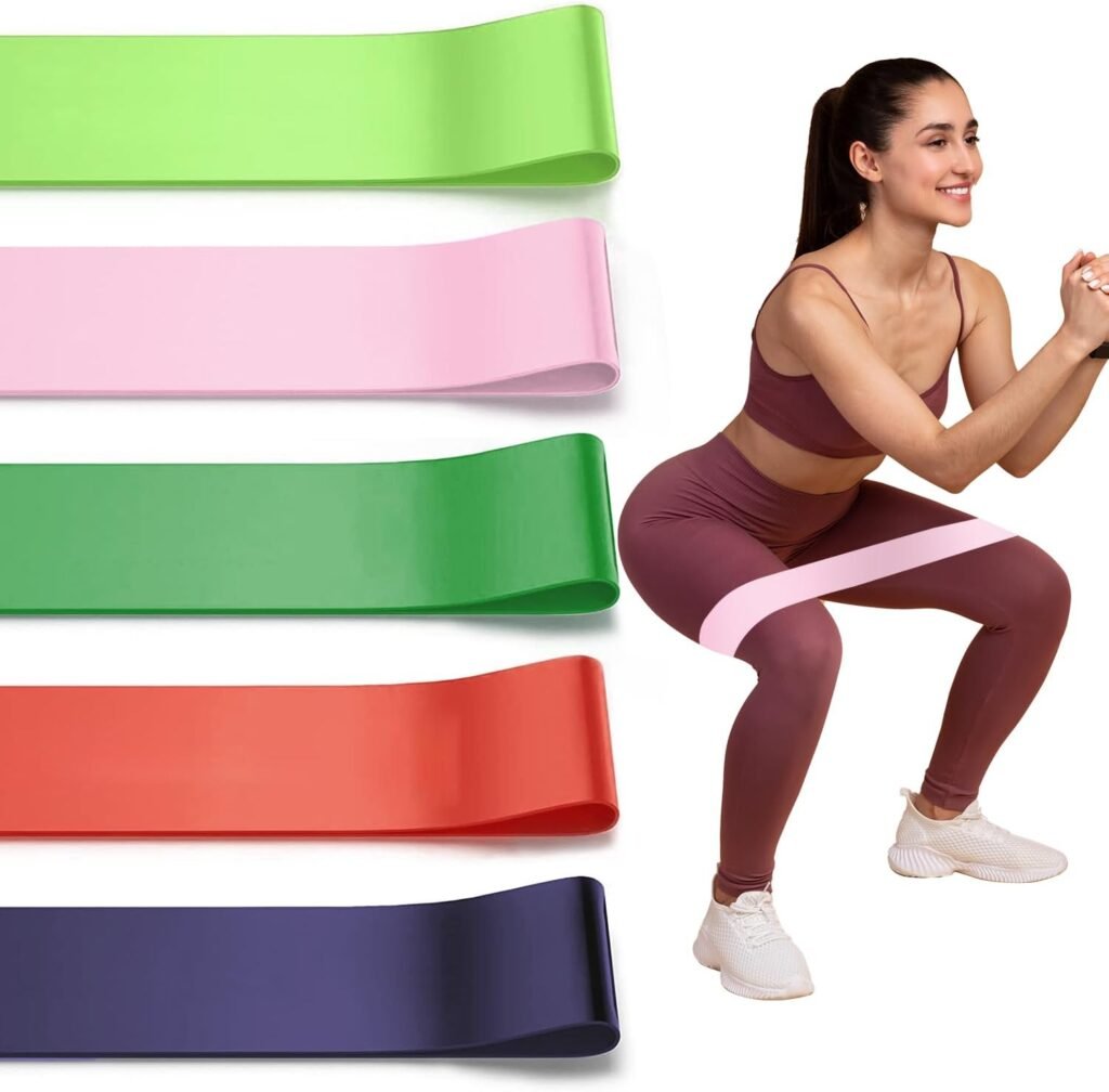 Resistance Loop Exercise Bands for Working Out, Fitness Elastic Bands, Workout Bands for Home Gym, Stretching, Crossfit, Yoga, Pilates, Physical Therapy (5pcs Set) - Random Color