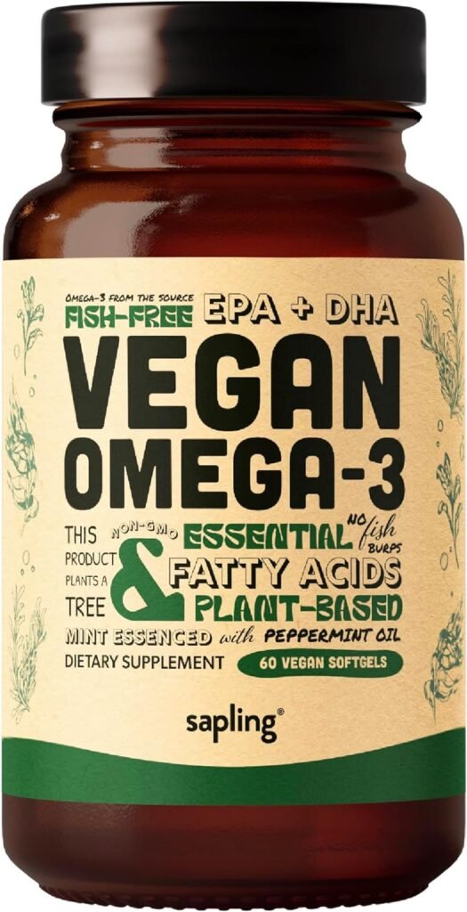 Vegan Omega 3 Supplement - Plant Based DHA  EPA Fatty Acids - Carrageenan Free, Alternative to Fish Oil, Supports Heart, Brain, Joint Health - Sustainably Sourced Algae - 60 Softgels