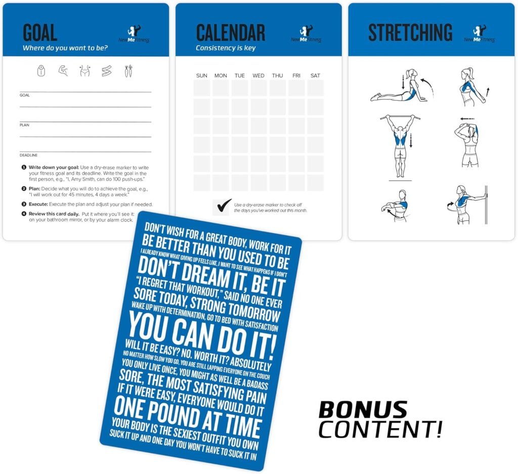 NewMe Fitness Bodyweight Workout Cards, Instructional Fitness Deck for Women  Men, Beginner Fitness Guide to Training Exercises at Home or Gym (Bodyweight, Vol 1)