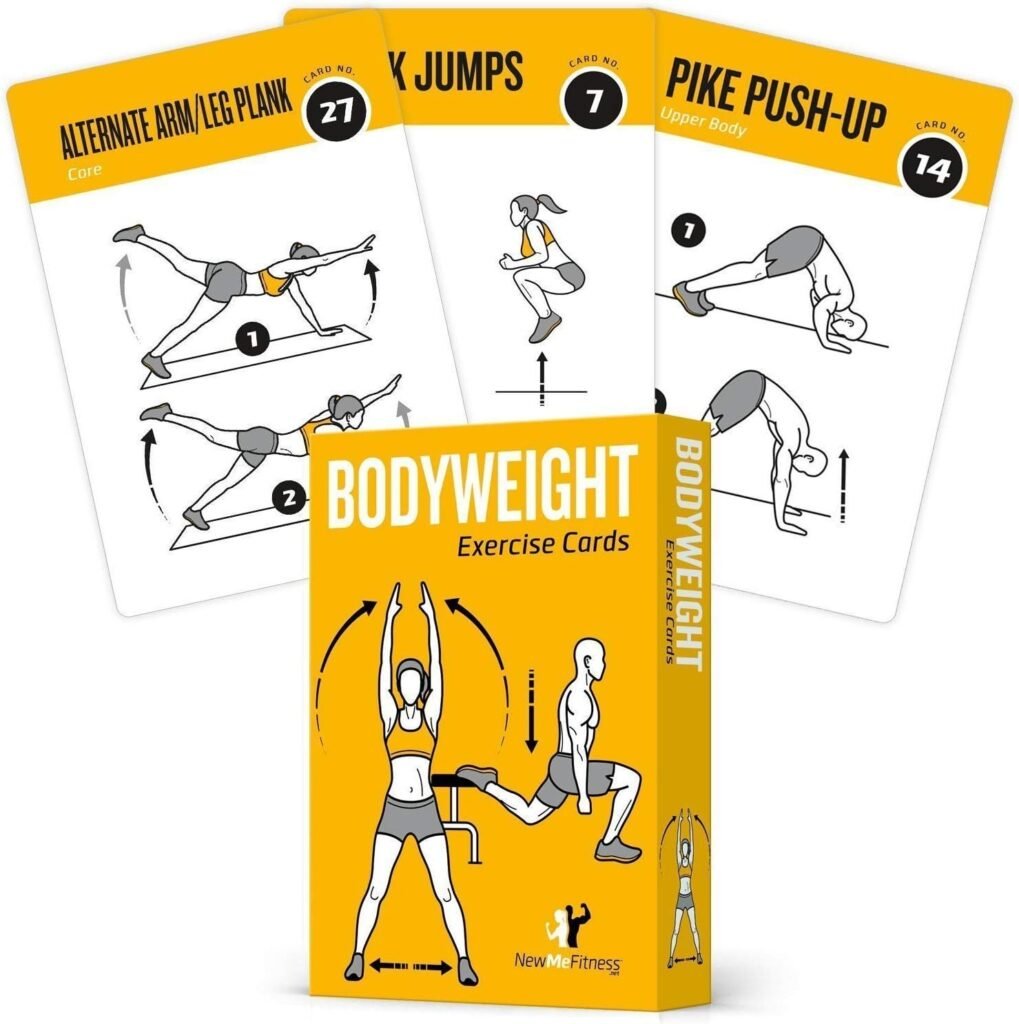 NewMe Fitness Bodyweight Workout Cards, Instructional Fitness Deck for Women  Men, Beginner Fitness Guide to Training Exercises at Home or Gym (Bodyweight, Vol 1)