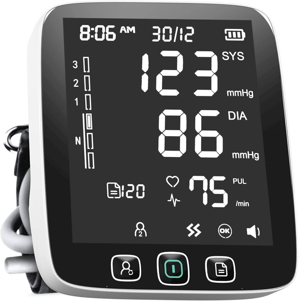 All New LAZLE Blood Pressure Monitor - Automatic Upper Arm Machine  Accurate Adjustable Digital BP Cuff Kit - Largest Backlit Display - 200 Sets Memory, Includes Batteries, Carrying Case