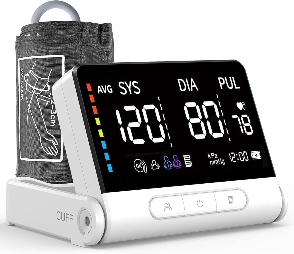 Blood Pressure Monitors for Home Use, Automatic Upper Arm Blood Pressure Monitor 4.5-inch Large Display, Rechargeable Blood Pressure Machine with Wide Range Cuff 8.7”-16.5”, Stores Up to 198 Readings